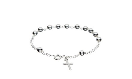 Sterling Silver Rosary Bracelet 