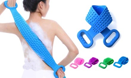 Long Dual Brush Belt Silicone Back Scrubber Extra Sided Scrubbe Bath Body Brush