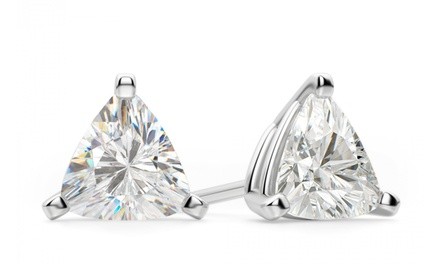 Sterling Silver Trillion Cut Stud Earrings MAde With Swarovski Elements