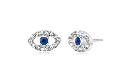 Cubic Zirocnia Evil Eye Stud Earrings