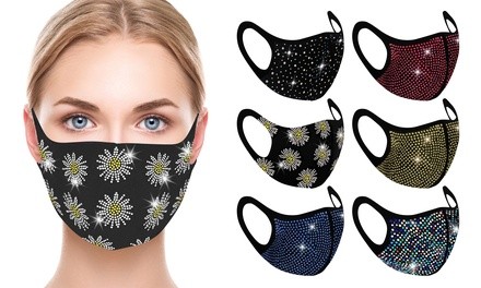 6 Pack : Rhinestone Bling Face Mask