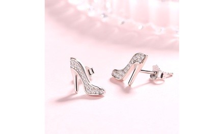 Sterling Silver Stiletto Stud Earrings With Swarovski Crystals 