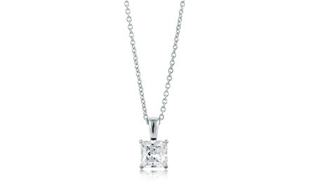 Sterling Silver Princess Cut 4 Ct Cubic Zirconia VS1 Necklace  