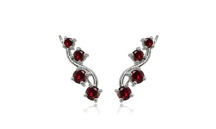 Ruby Vine Climber Crawler Earrings in Sterling Silver