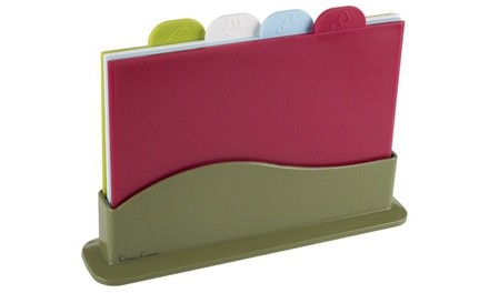 Plastic 5 Piece Color Coded Cutting Board Set by Classic Cuisine