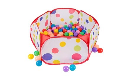 Kids Pop-up Six-sided Ball Pit Tent with 200 Colorful and Soft Crush-proof Balls