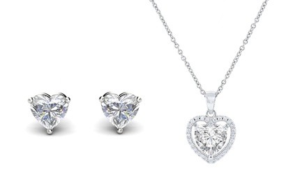 Luxe Heart Pendant and Stud Earrings Set by Elements Of Love (2 Pack)