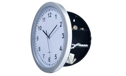 Silver Wall Clock with Hidden Safe - 10 inches by 10 inches