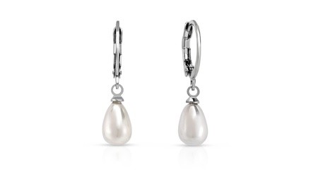 Teardrop Pearl Leverback Earrings