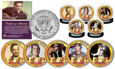 Elvis Presley Life and Times JFK Half Dollar Set (5-Piece) 