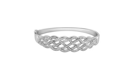 1/4 Cttw Diamond Bangle in Brass, Rhodium on Brass - KG12372SCW