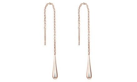 Italian Sterling Silver Threader Earrings in 18K Gold or 18K Rose Gold