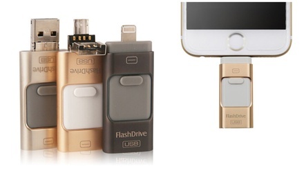 3-in-1 High-Speed Sliding Flash Drive for iPhone, Android, iPad, and Computers 