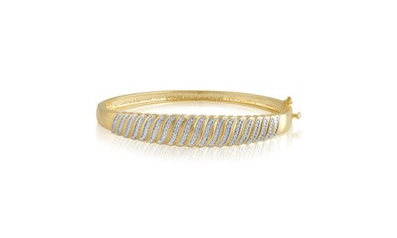 14K Gold Plated Diamond Accent Single Row Bangle-KG17834CYSC
