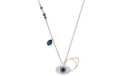 18kt Rose Gold Crystal Evil Eye Drop Necklace