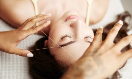 Eyebrow Threading or Waxing Session with Optional Eye Treatment at The Spa Time (Up to 33% Off)