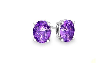 2.00 CTTW Oval Cut Genuine Amethyst  Studs