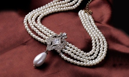 1, 2, or 3 Elite Brooch-Styled Multi-Layered Beaded Necklaces w/ Free Shipping from Novadab (Up to 81% Off)