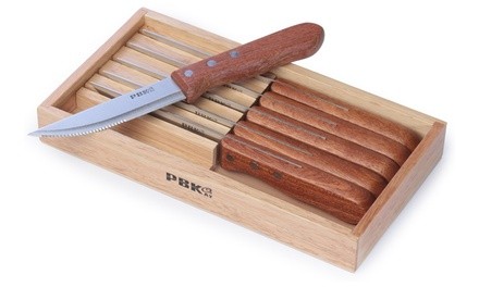 Wooden Steak Knife Set, Premium Stainless steel Knives with wood Handle,set of 6