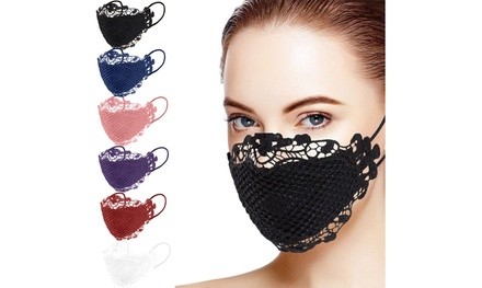 6pc Delicate Lace Applique Washable and Reusable Mouth Face Mask