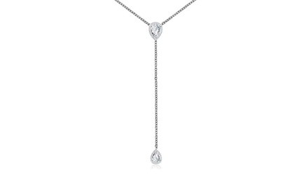 Pear Cut Lariat Crystal Necklace Made With Swarovski Elements