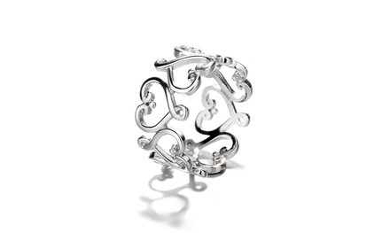 925 Sterling Silver Filigree Heart Ring