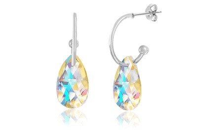 Lesa Michele Tear-drop Iridescent Crystal Drop Earring 