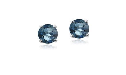 Sterling Silver 5/8ct London Blue Topaz Stud Earrings, 4 mm