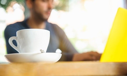 One, Two, or Four Hours of Internet and Desktop Access with One Cup of Coffee at Cybr Caffe (Up to 34% Off)