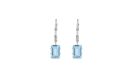 3.00 CTW Aquamarine Emerald Cut Leverback Earrings