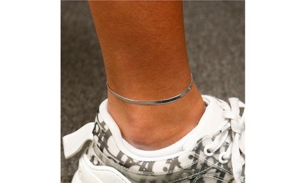 Italian Sterling Silver Herringbone Anklet 9 Inch or 10 Inch