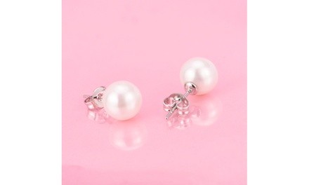 4.00 CTTW Sterling Silver Genuine Cultured Pearl Earring Set