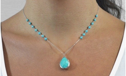 10.00 CTW Beaded Gemstone Drop Necklace