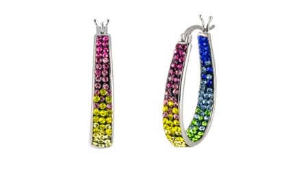 Inside Out Multi Color Swarovski Crystal Rainbow Hoops