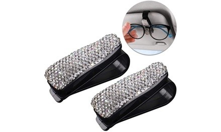  Bling Sunglasses Glasses Holder For Car Visor Clip 2 Pack   