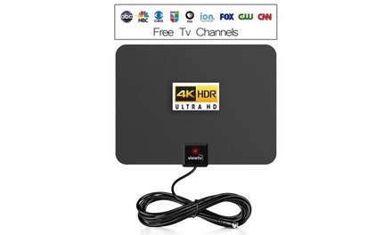 50 Mile Digital TV Antenna Flat Indoor Amplified HDTV