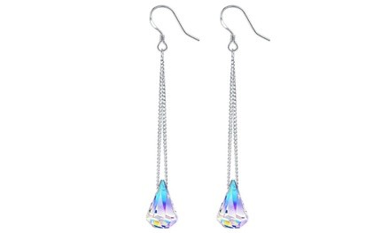 Aurora Borealis  Crystal Drop Earrings Made With Crystals From Swarovski