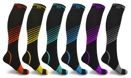 XTF Ultra V-Striped Knee-High Compression Socks (6-Pack) - 2XL