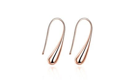 Italian Sterling Silver Waterdrop Earrings in 18k Rose Gold 