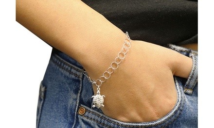 Sterling Silver Turtle Charm Bracelet