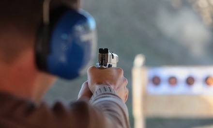 Pistol, Rifle, or Fully Automatic Shooting-Range Package for Two at Sharpshooters Indoor Range (57% Off)