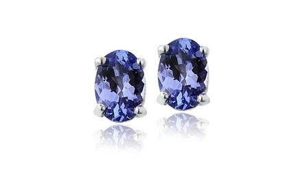 Sterling Silver 1ct Tanzanite 6x4 Oval Stud Earrings