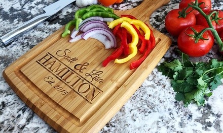 One or Two Personalized Cutting Boards with Large Handles and Juice Grooves from Qualtry (Up to 60% Off) 