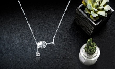 One, Two, Three, or Five Dazzling Crystal Embedded Wine Glass Necklaces from Novadab (Up to 89% Off)