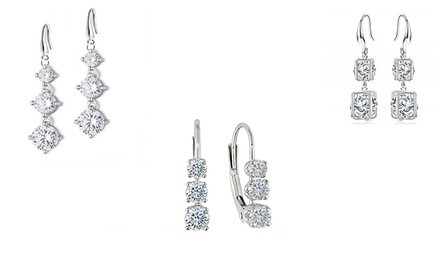 3 Pair's Crystal Drop Earring Set Made With Crystals From Swarovski