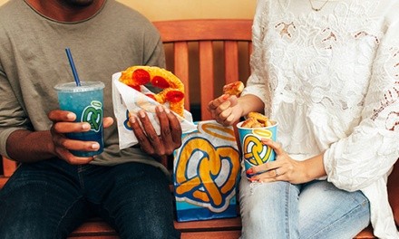 Food and Drink for Takeout or Dine-In When Available at Auntie Anne’s (Up to 45% Off). Two Options Available.
