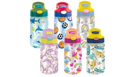 6-Pack Kid's Assorted Water Bottles With Auto Straw - BPA Free