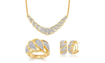 14K Gold Plated 1/4 Cttw 3 Piece Jewelry Set-KK13FB0008-Y40