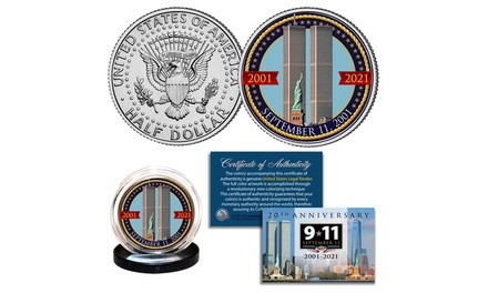 9-11 World Trade Center *TOWERS* 20th Anniversary JFK Half Dollar Coin