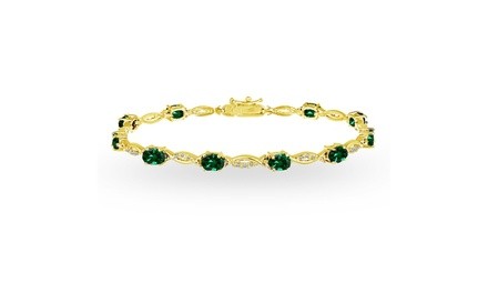 Simulated Emerald & Topaz Swirl Tennis Bracelet in Gold Flash Sterling Silver